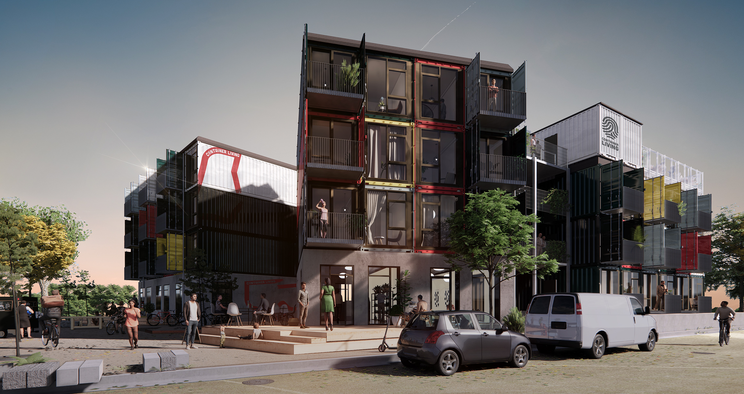 Visualisering Container Living Musicon | Container Living